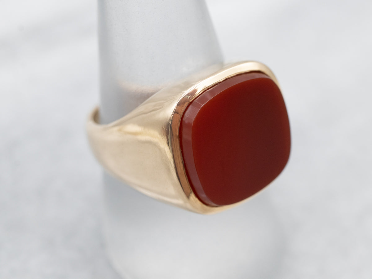 Men's Vintage Gold Carnelian Ring