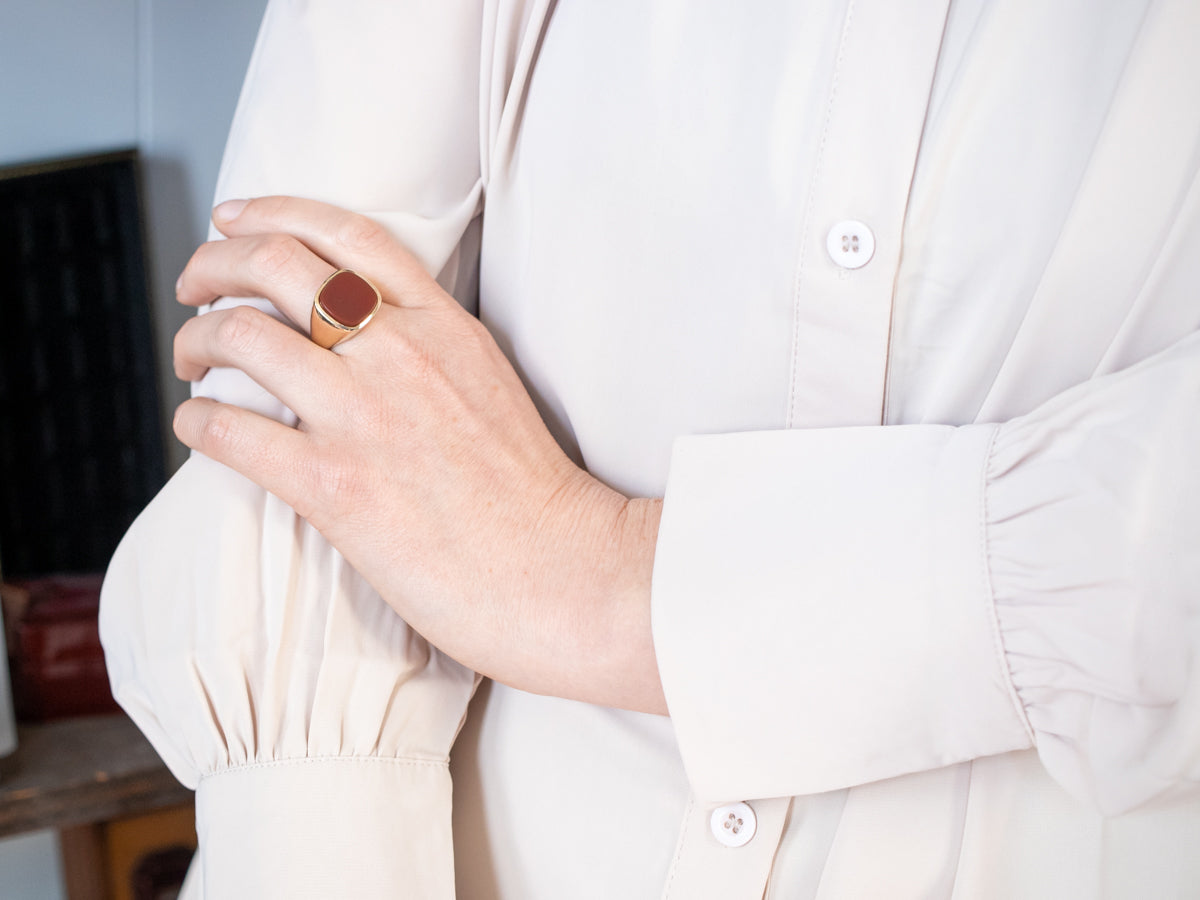 Men's Vintage Gold Carnelian Ring