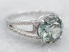 Pretty Blue Zircon and Diamond Ring