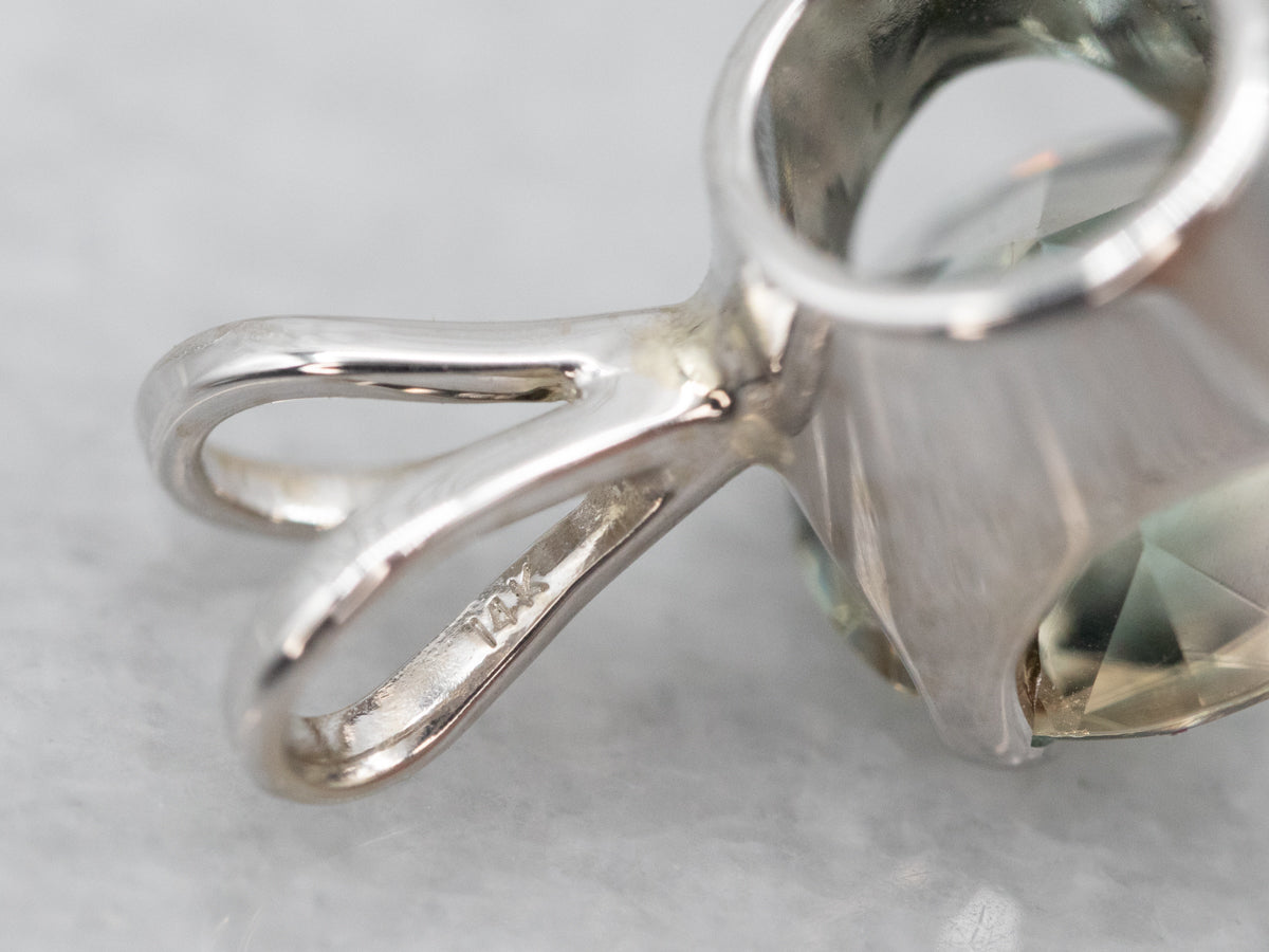 White Gold Blue Zircon Solitaire Pendant