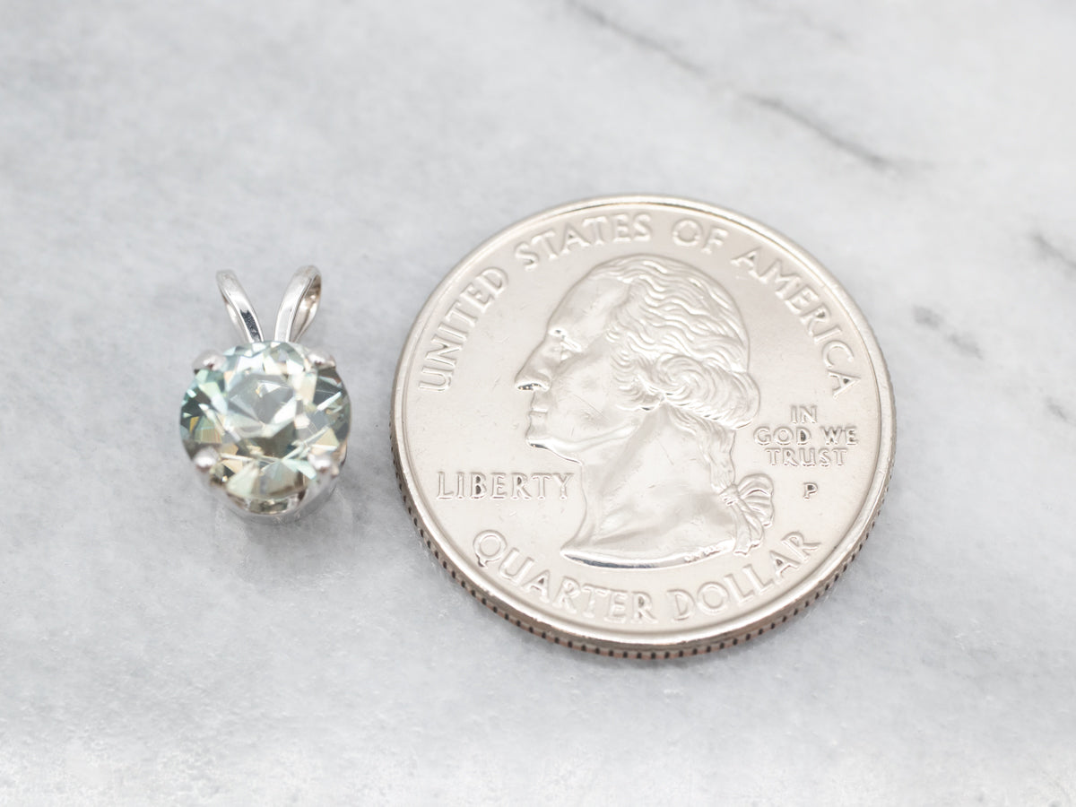 White Gold Blue Zircon Solitaire Pendant