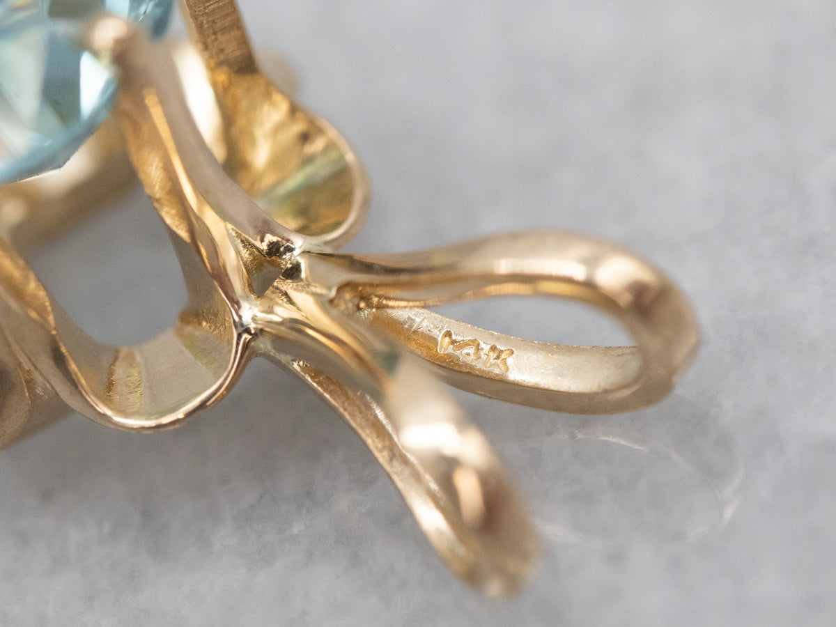 Blue Zircon Solitaire Buttercup Pendant