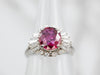 Vibrant Platinum Ruby Diamond Halo Ring