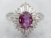 Platinum Pink Sapphire and Diamond Halo Ring