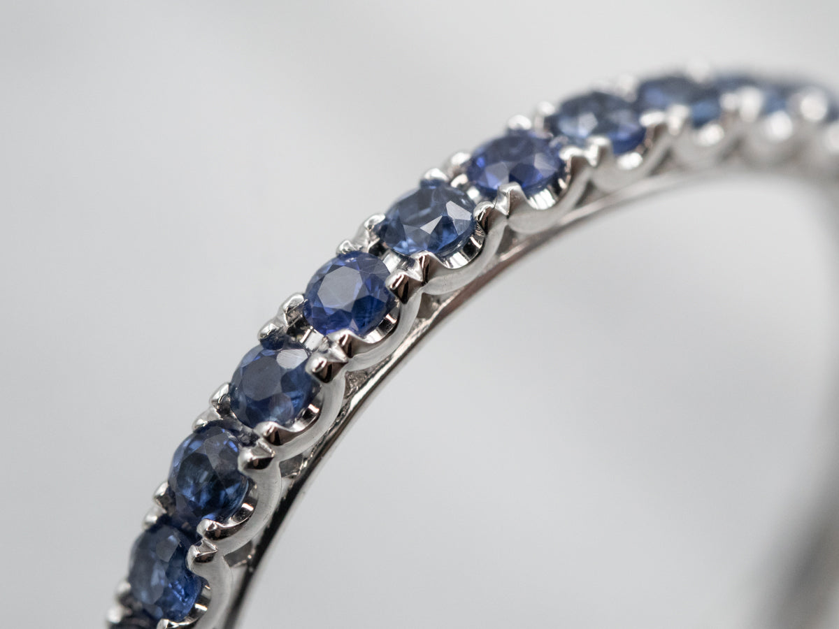 Luxurious White Gold Sapphire Eternity Wedding Band