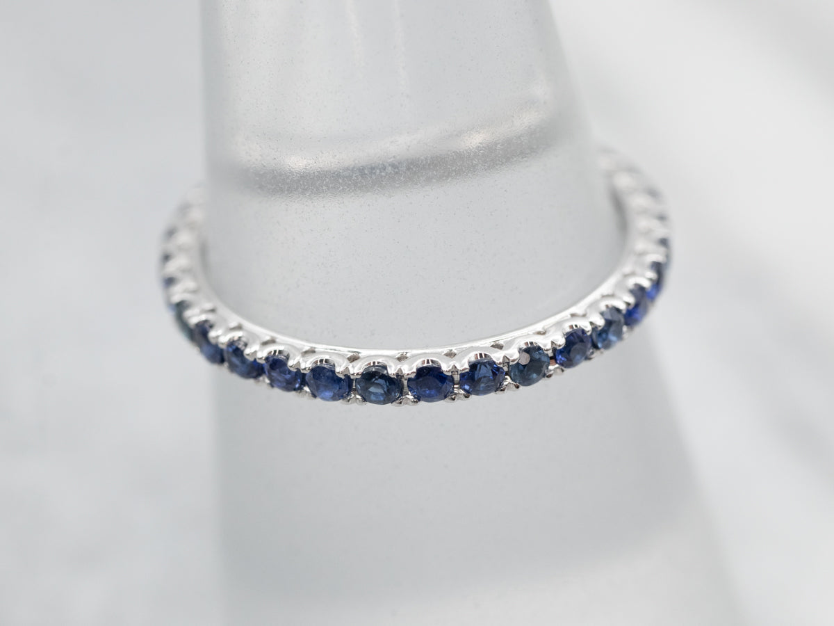 Luxurious White Gold Sapphire Eternity Wedding Band
