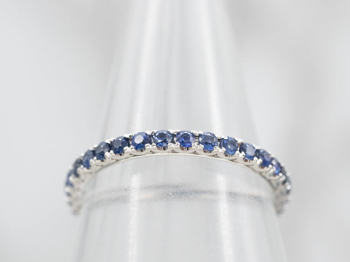 Luxurious White Gold Sapphire Eternity Wedding Band