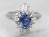 Lovely Platinum Sapphire Diamond Halo Ring
