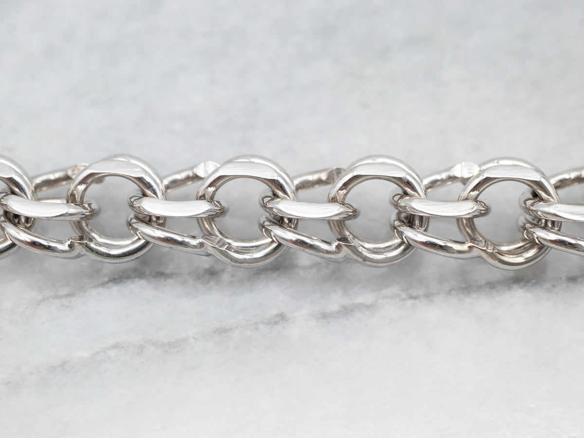 Double Link White Gold Charm Bracelet