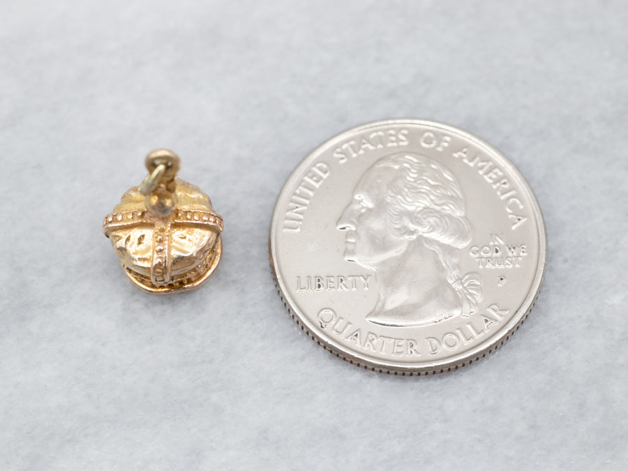 Detailed Yellow Gold Crown Charm