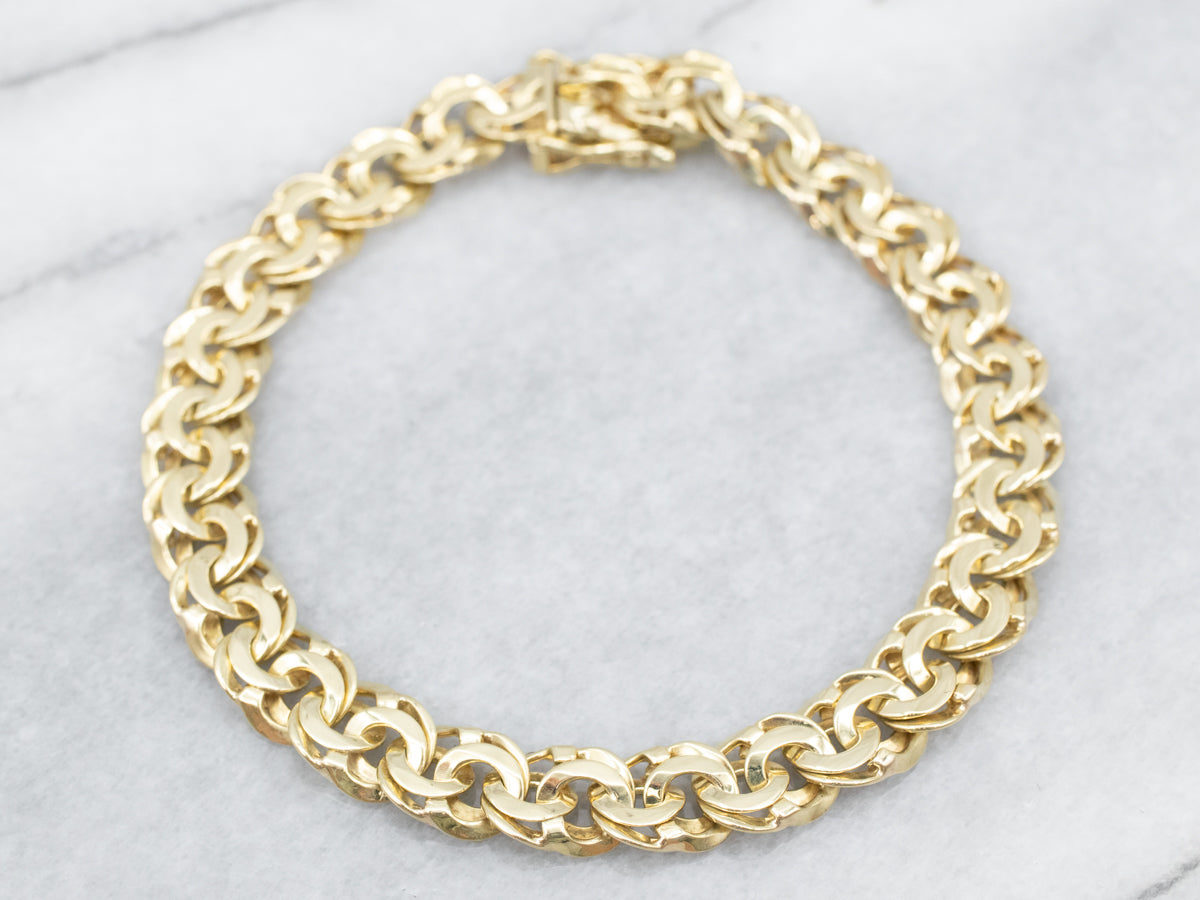 Substantial Gold Chunky Double Curb Bracelet with Box Clasp