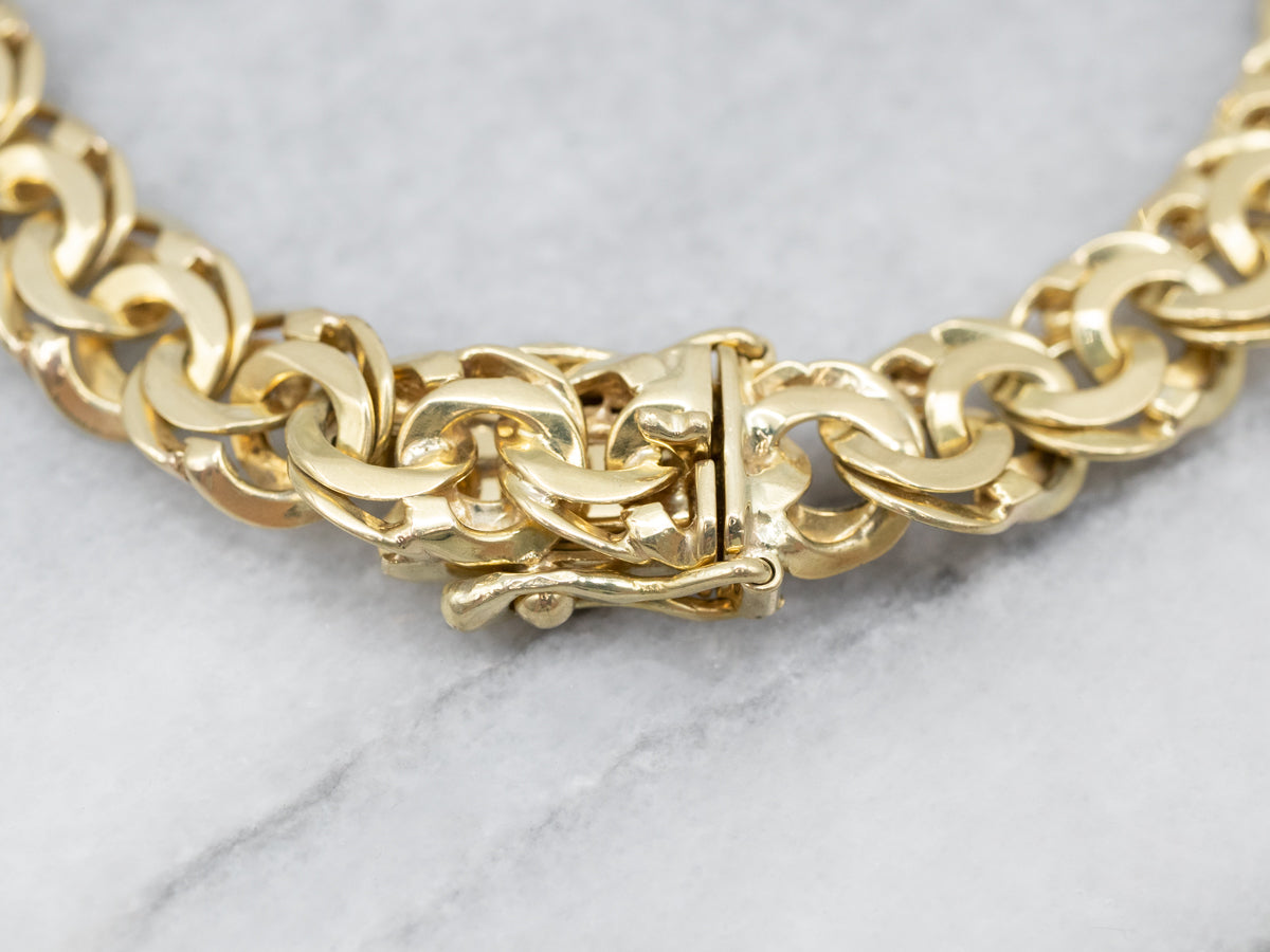 Substantial Gold Chunky Double Curb Bracelet with Box Clasp