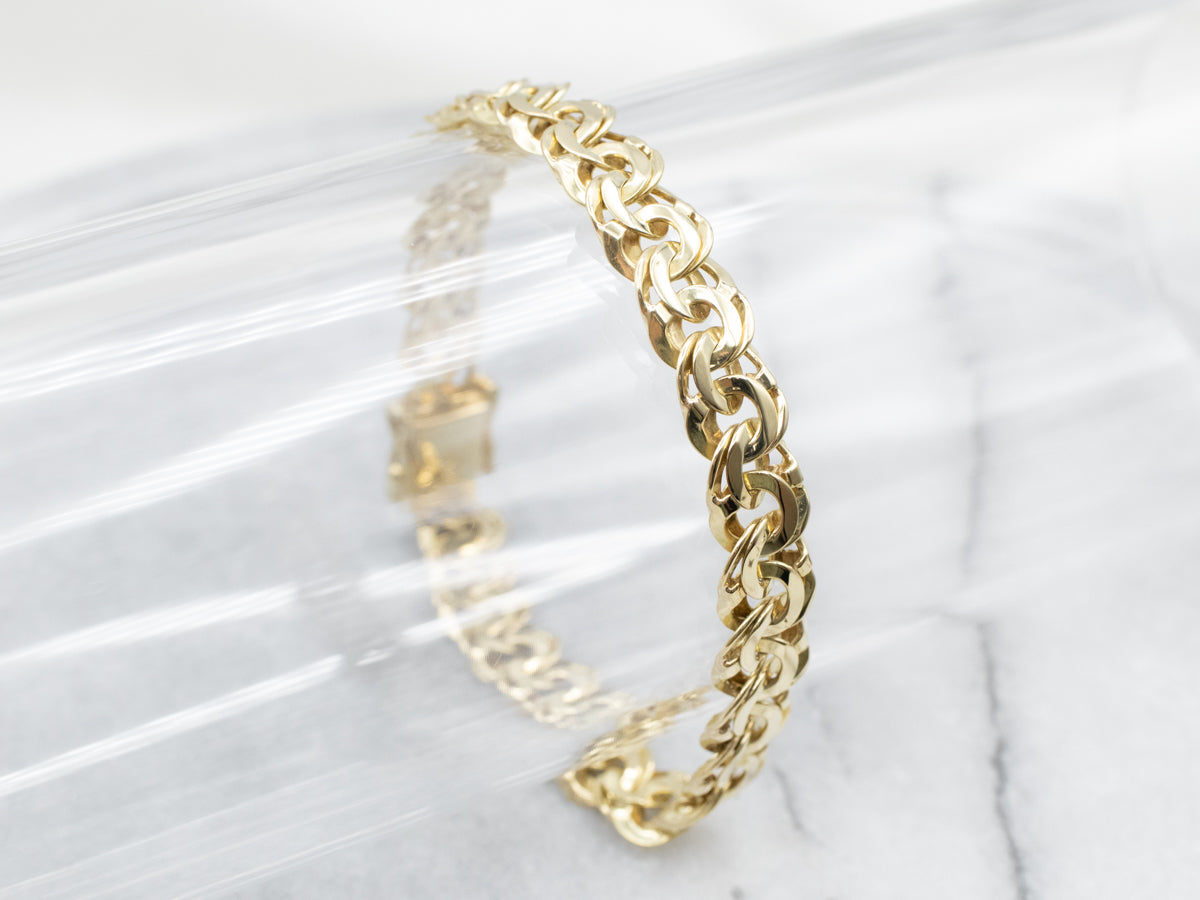 Substantial Gold Chunky Double Curb Bracelet with Box Clasp