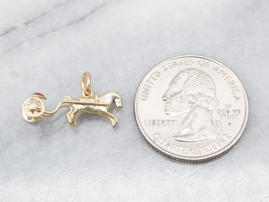 Horse and Buggy Gold Charm