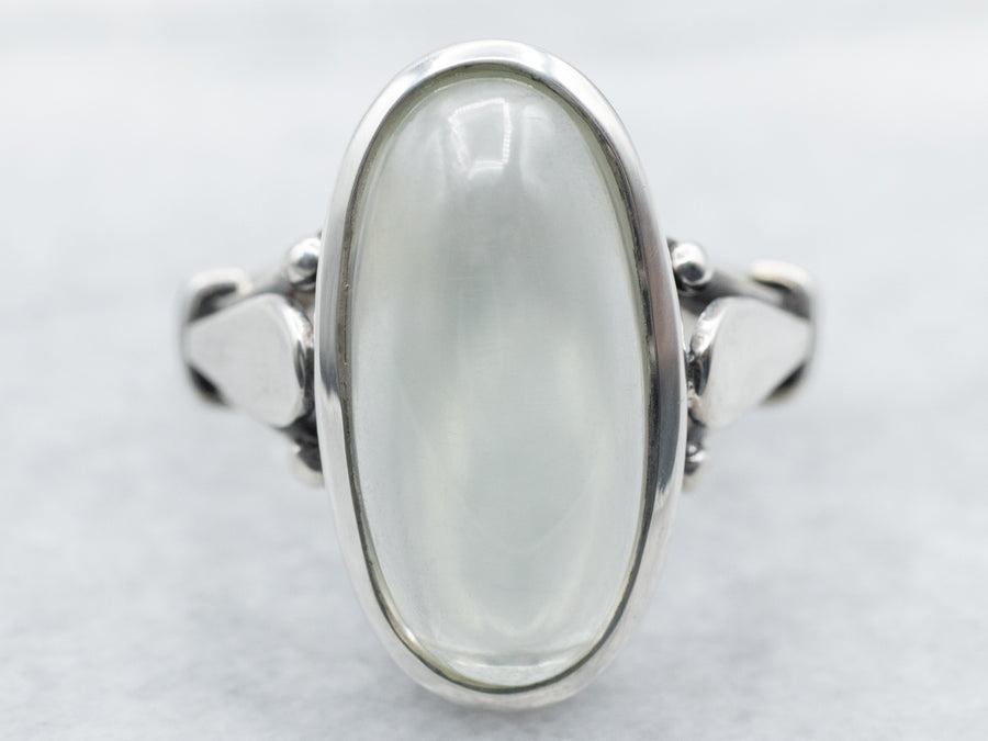 Sterling Silver Elongated Moonstone Ring