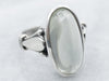 Sterling Silver Elongated Moonstone Ring