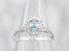 Pretty White Gold Aquamarine Diamond Halo Ring