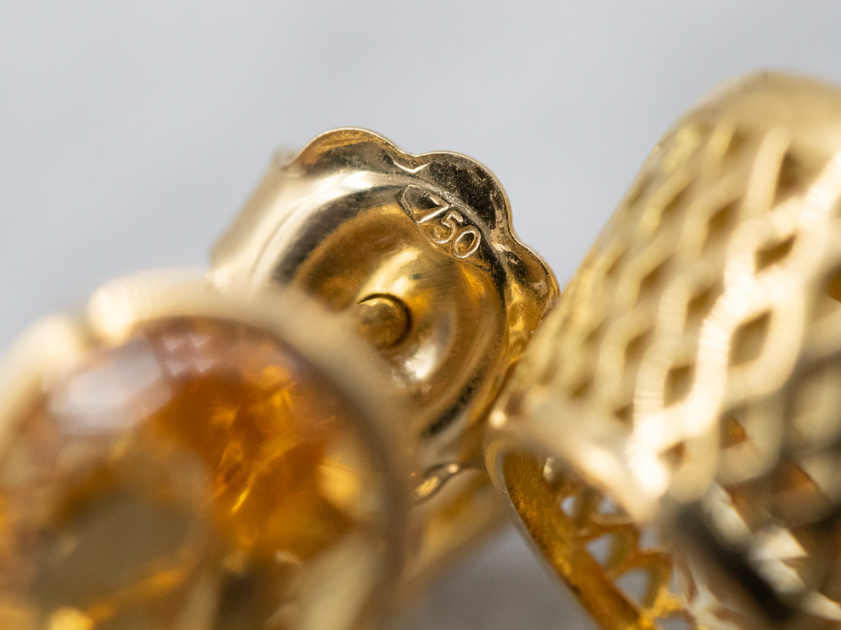 Honey-Hued Yellow Gold Citrine Drop Earrings