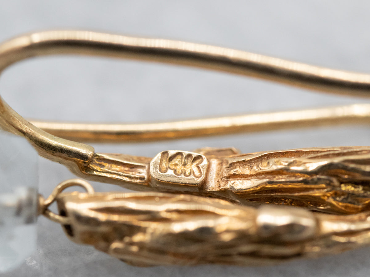 Pretty Yellow Gold Briolette Aquamarine Drop Earrings