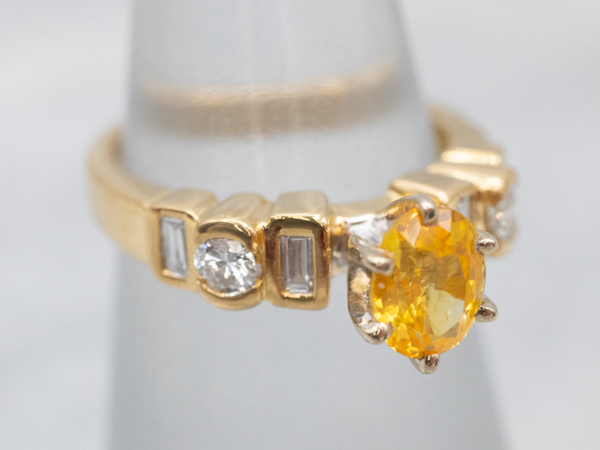 Modern Yellow Sapphire and Diamond Engagement Ring