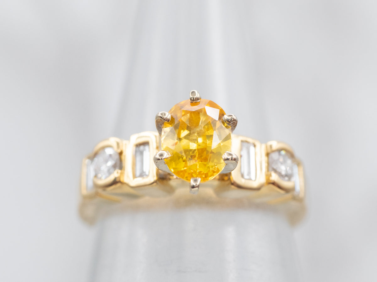 Modern Yellow Sapphire and Diamond Engagement Ring