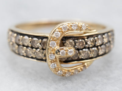 Levian Diamond Yellow Gold  Belt Buckle Ring