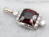 Glittering White Gold Pyrope Garnet Pendant with Diamond Accents
