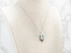 Gorgeous White Gold Aquamarine Pendant with Diamond Accents and Box Chain