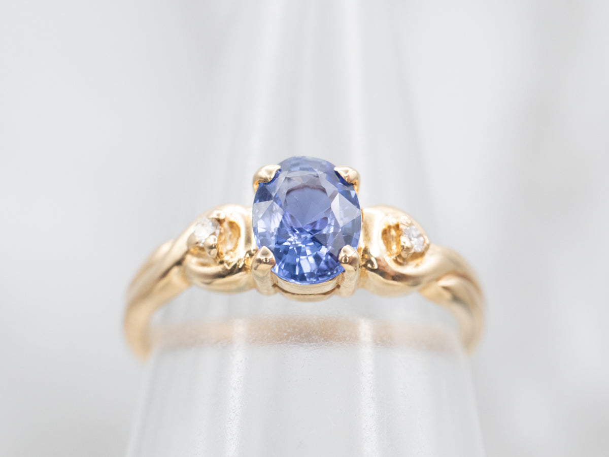 Classic Yellow Gold Sapphire Engagement Ring with Diamond Accents