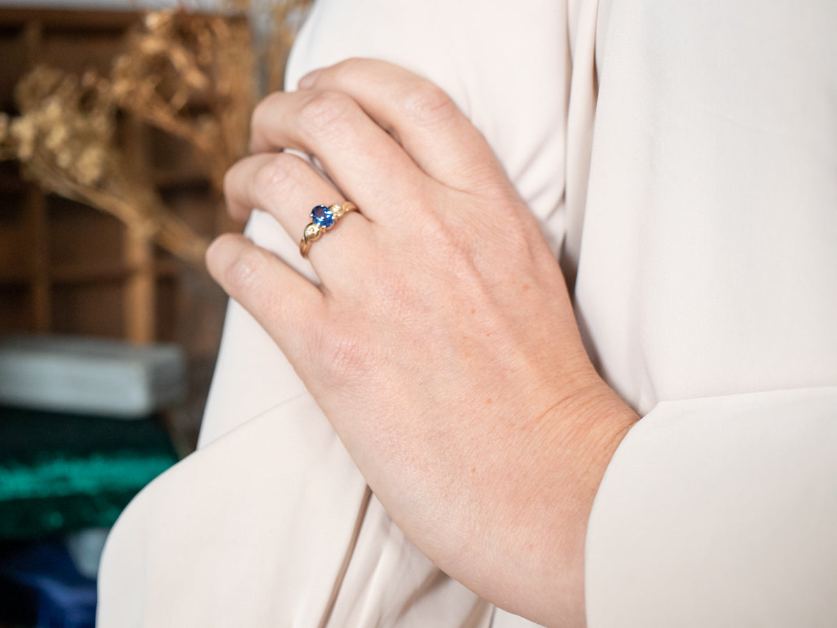 Classic Yellow Gold Sapphire Engagement Ring with Diamond Accents