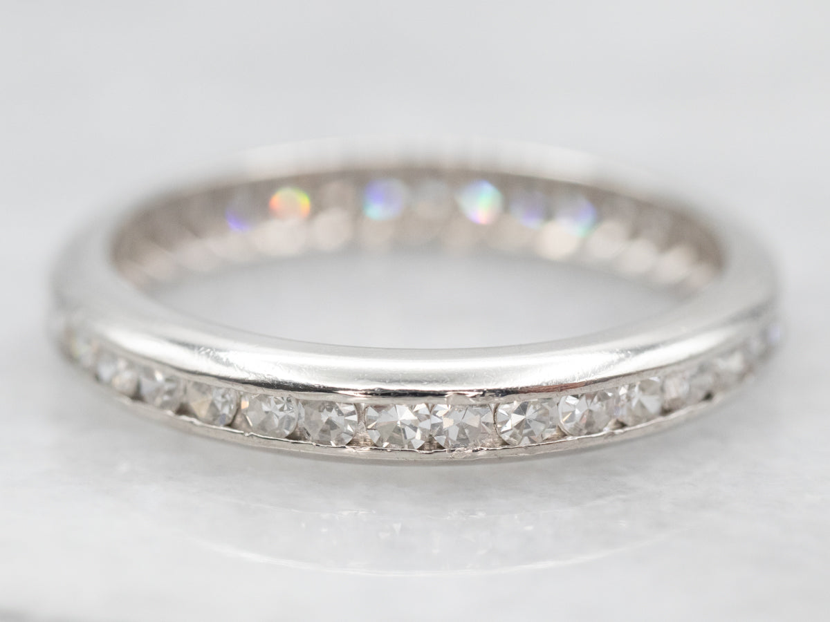 Luxurious Platinum Channel Set Diamond Eternity Wedding Band