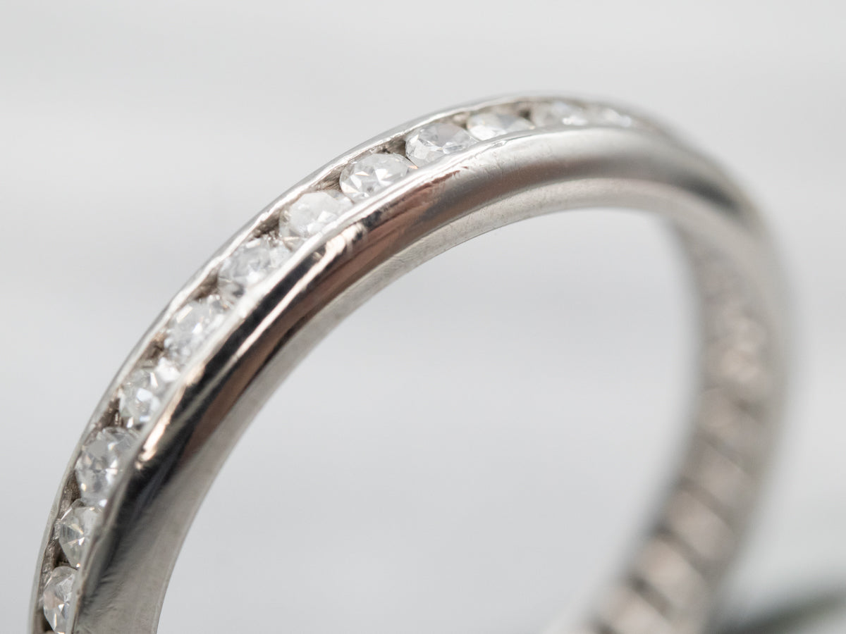 Luxurious Platinum Channel Set Diamond Eternity Wedding Band