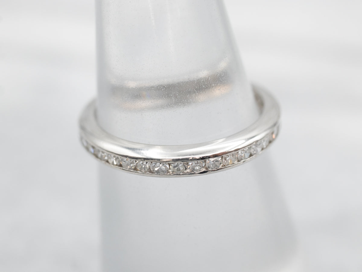 Luxurious Platinum Channel Set Diamond Eternity Wedding Band