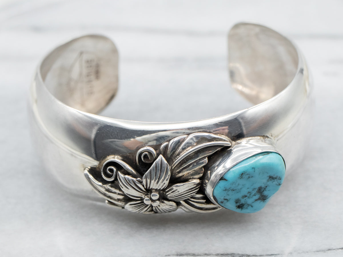 Vintage Sterling Silver Hinged Bangle Bracelet Floral Design -  Yourgreatfinds