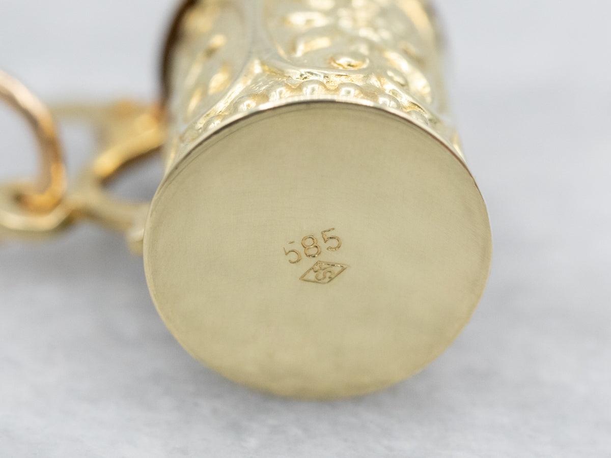 Wonderful Yellow Gold Beer Stein Charm