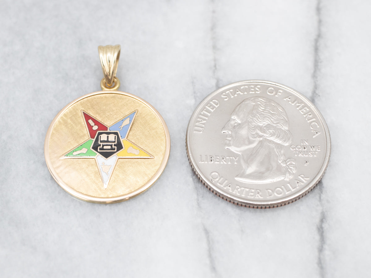 Order of the Eastern Star Enameled Pendant