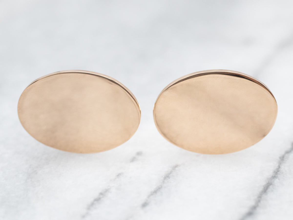 Antique Yellow Gold Oval Cuff Links