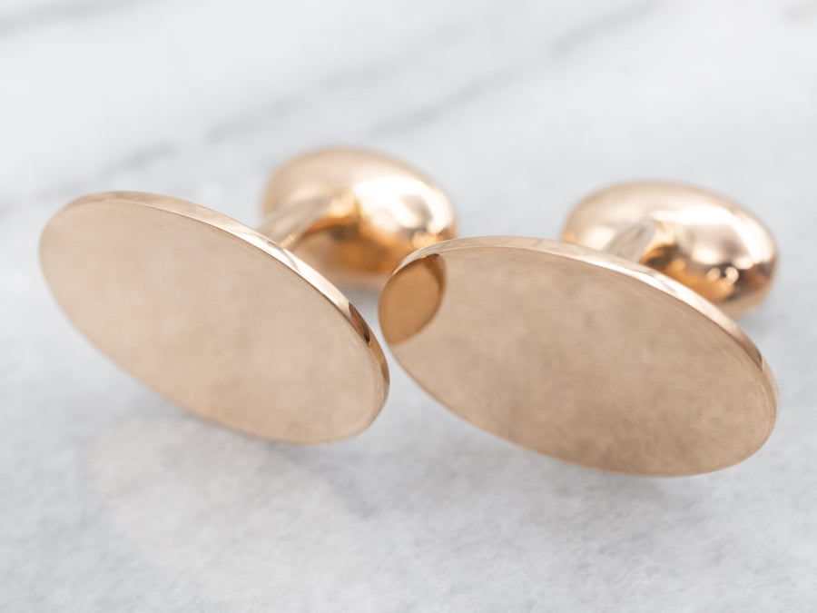 Antique Yellow Gold Oval Cuff Links