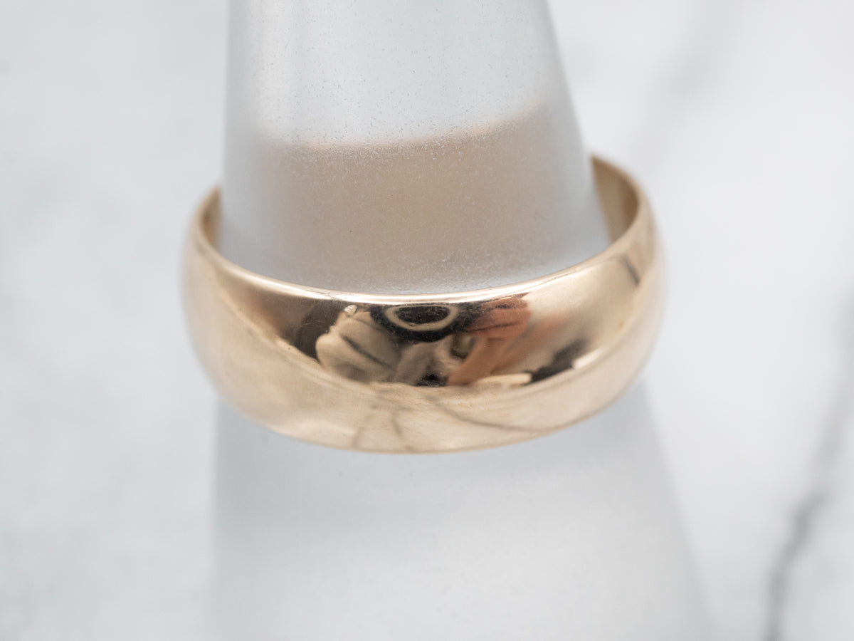 Antique Yellow Gold Plain Wide Wedding Band