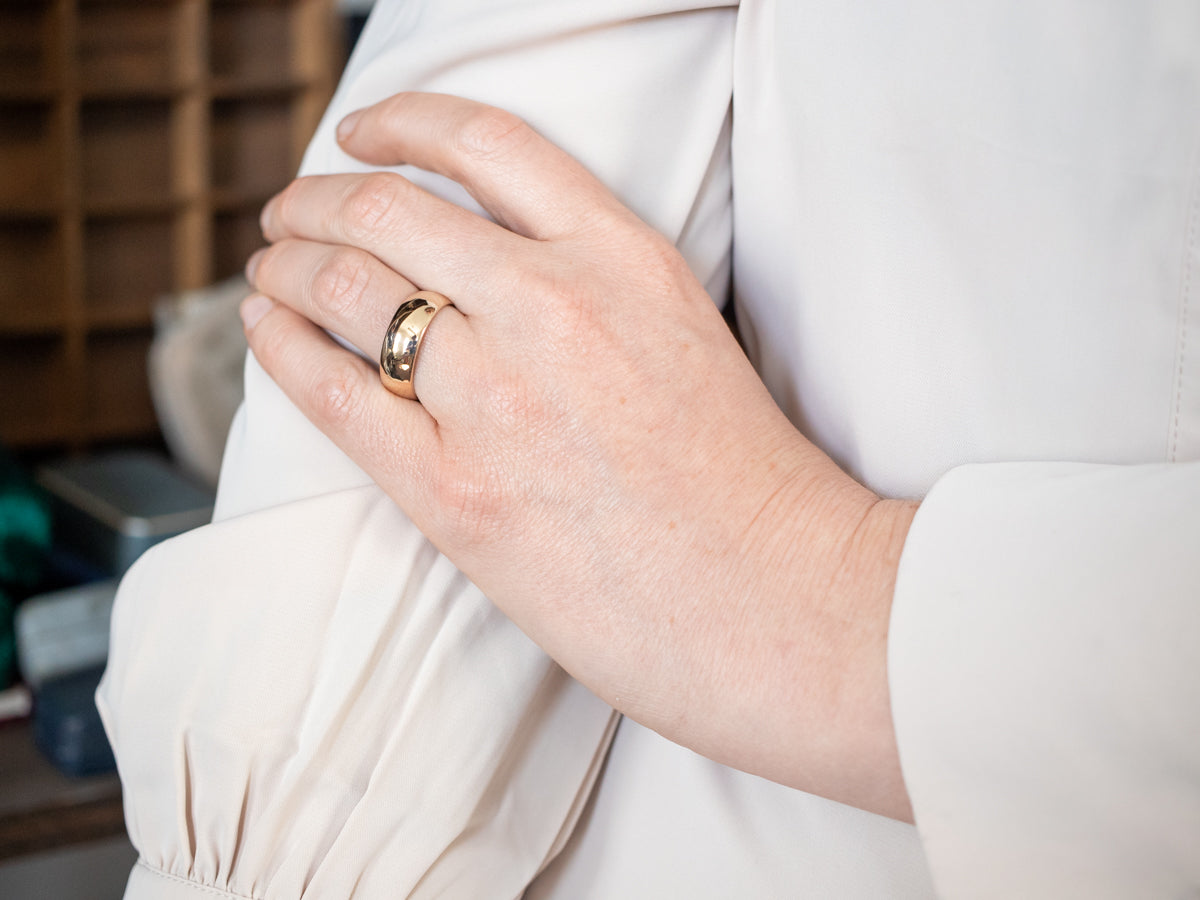 Antique Yellow Gold Plain Wide Wedding Band