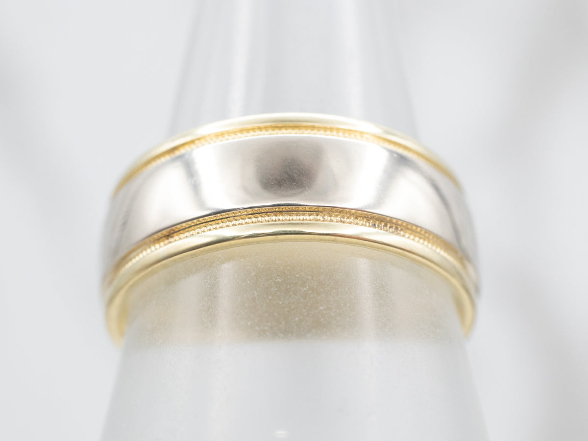 Timeless Two Tone Gold Milgrain Wedding Band