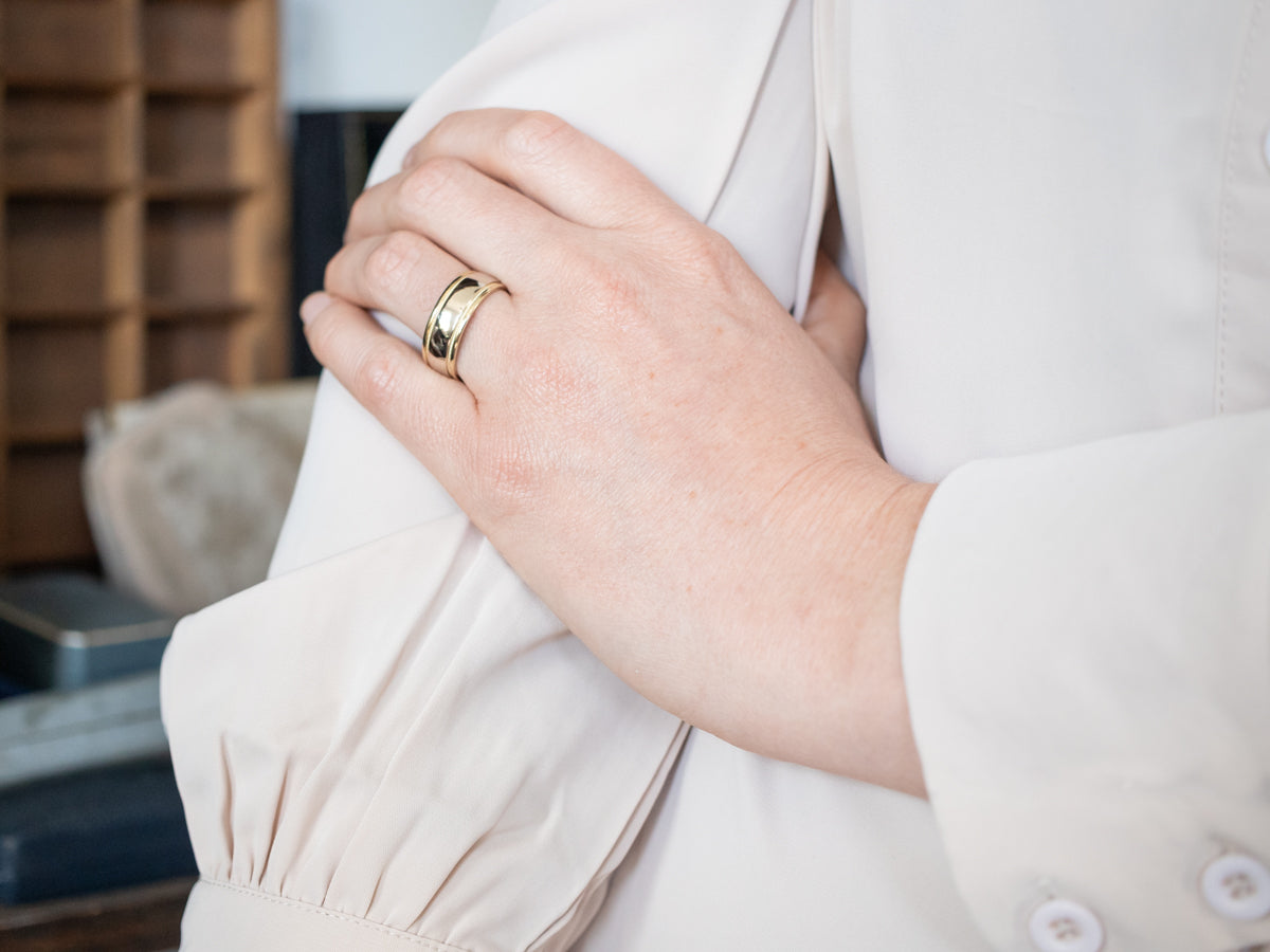 Timeless Two Tone Gold Milgrain Wedding Band