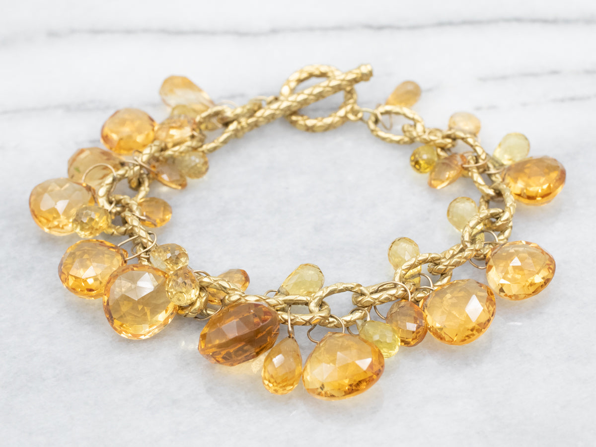 Gold Citrine and Diamond Bobble Bracelet