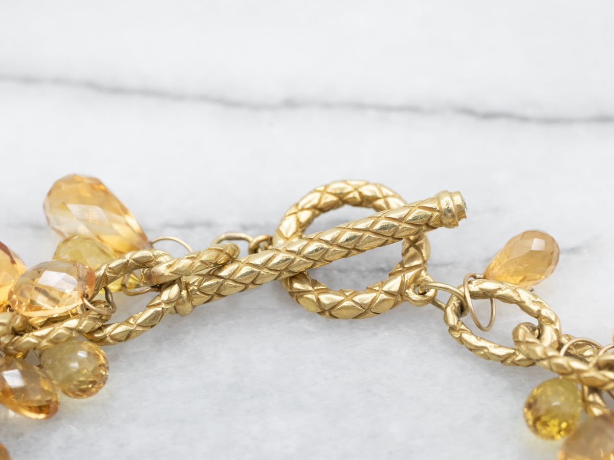 Gold Citrine and Diamond Bobble Bracelet