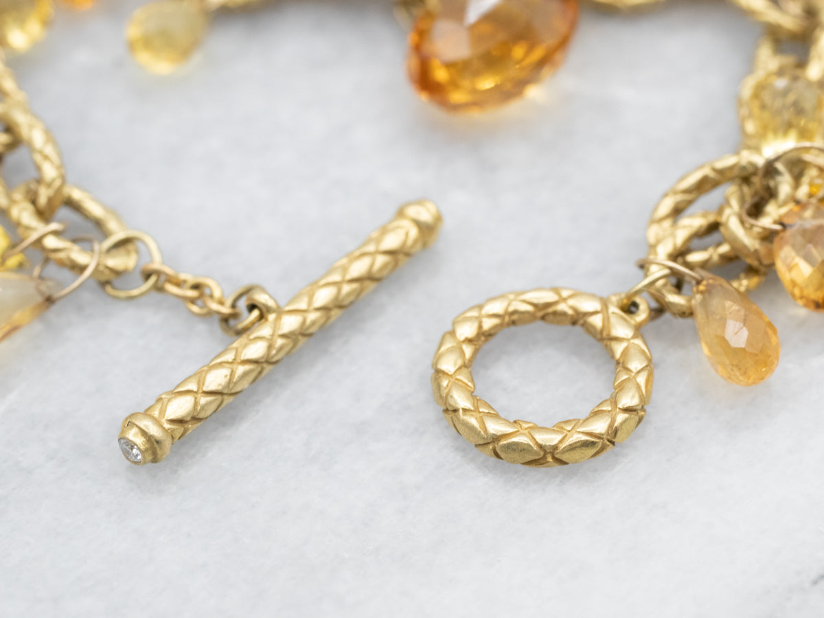 Gold Citrine and Diamond Bobble Bracelet