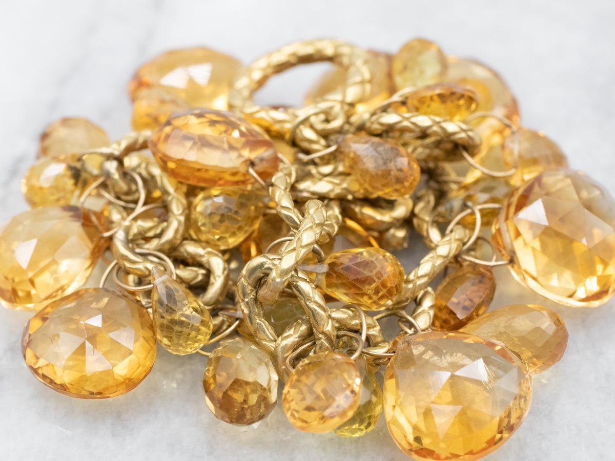 Gold Citrine and Diamond Bobble Bracelet