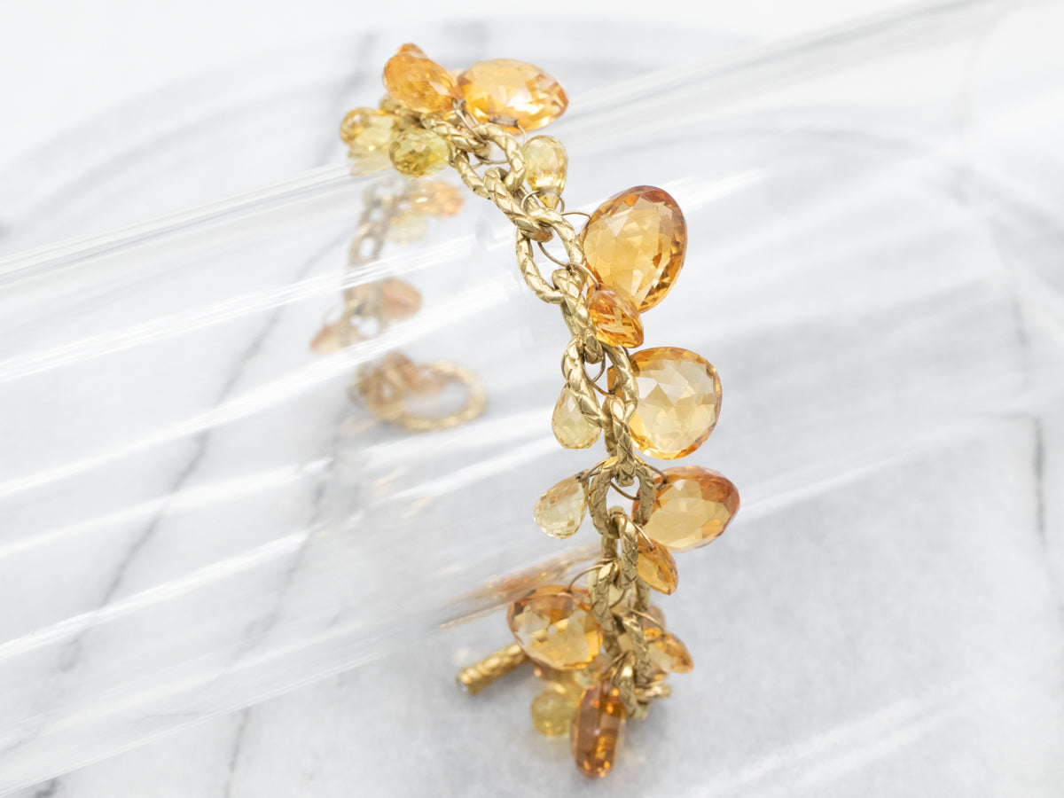 Gold Citrine and Diamond Bobble Bracelet