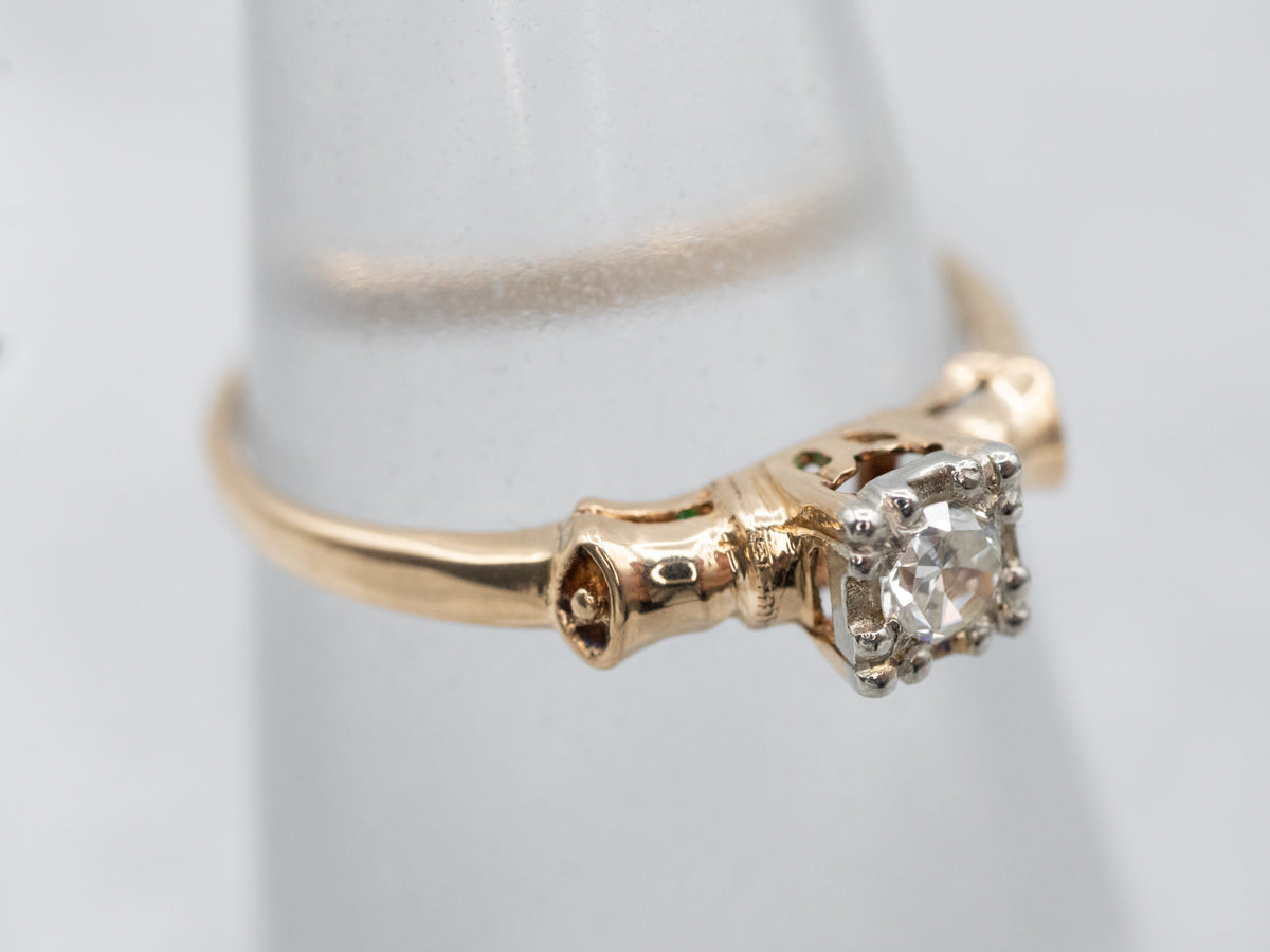 Traditional Gold Single Cut Diamond Solitaire Engagement Ring