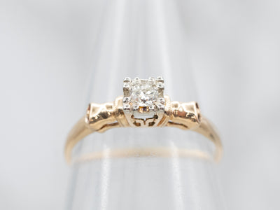 Traditional Gold Single Cut Diamond Solitaire Engagement Ring