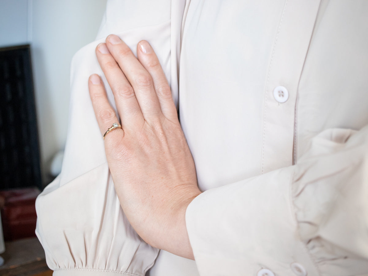 Traditional Gold Single Cut Diamond Solitaire Engagement Ring